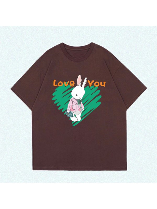 Love Rabbit coffee Unisex Mens/Womens Short Sleeve T-shirts Fashion Printed Tops Cosplay Costume