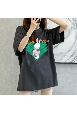 Love Rabbit grey Unisex Mens/Womens Short Sleeve T-shirts Fashion Printed Tops Cosplay Costume