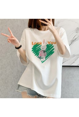 Love Rabbit white Unisex Mens/Womens Short Sleeve T-shirts Fashion Printed Tops Cosplay Costume