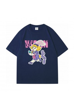 Pink Girl Rabbit blue Unisex Mens/Womens Short Sleeve T-shirts Fashion Printed Tops Cosplay Costume