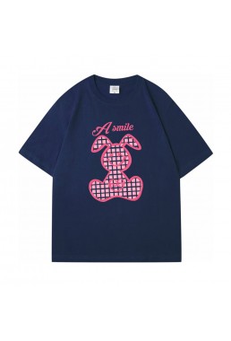 A Smile Rabbit blue Unisex Mens/Womens Short Sleeve T-shirts Fashion Printed Tops Cosplay Costume