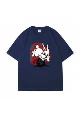 Mushroom Rabbit blue Unisex Mens/Womens Short Sleeve T-shirts Fashion Printed Tops Cosplay Costume
