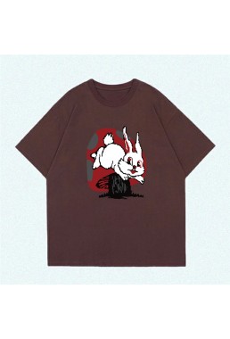 Mushroom Rabbit coffee Unisex Mens/Womens Short Sleeve T-shirts Fashion Printed Tops Cosplay Costume