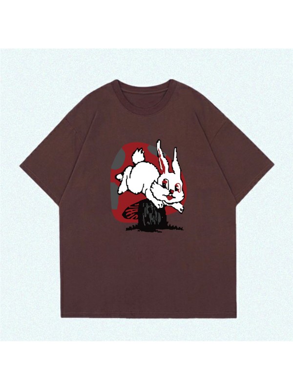 Mushroom Rabbit coffee Unisex Mens/Womens Short Sleeve T-shirts Fashion Printed Tops Cosplay Costume