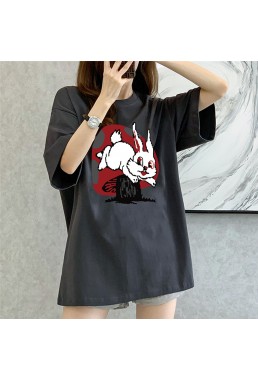 Mushroom Rabbit grey Unisex Mens/Womens Short Sleeve T-shirts Fashion Printed Tops Cosplay Costume
