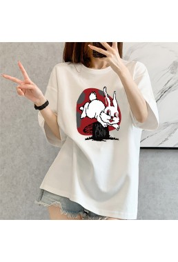Mushroom Rabbit white Unisex Mens/Womens Short Sleeve T-shirts Fashion Printed Tops Cosplay Costume