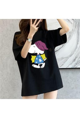 Scooby Doo black Unisex Mens/Womens Short Sleeve T-shirts Fashion Printed Tops Cosplay Costume