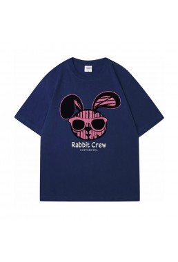 Graffiti Rabbit blue Unisex Mens/Womens Short Sleeve T-shirts Fashion Printed Tops Cosplay Costume