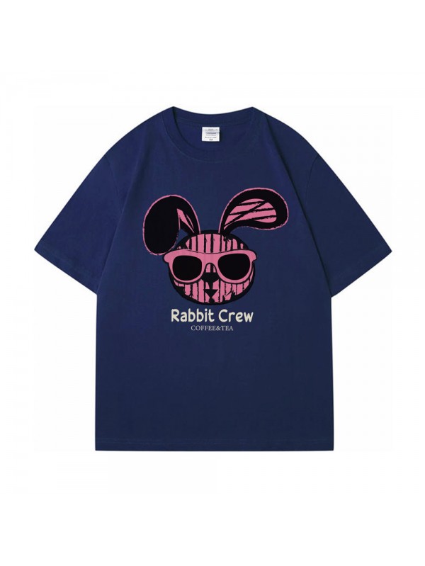 Graffiti Rabbit blue Unisex Mens/Womens Short Sleeve T-shirts Fashion Printed Tops Cosplay Costume