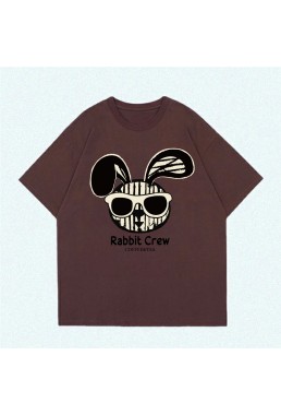 Graffiti Rabbit coffee Unisex Mens/Womens Short Sleeve T-shirts Fashion Printed Tops Cosplay Costume