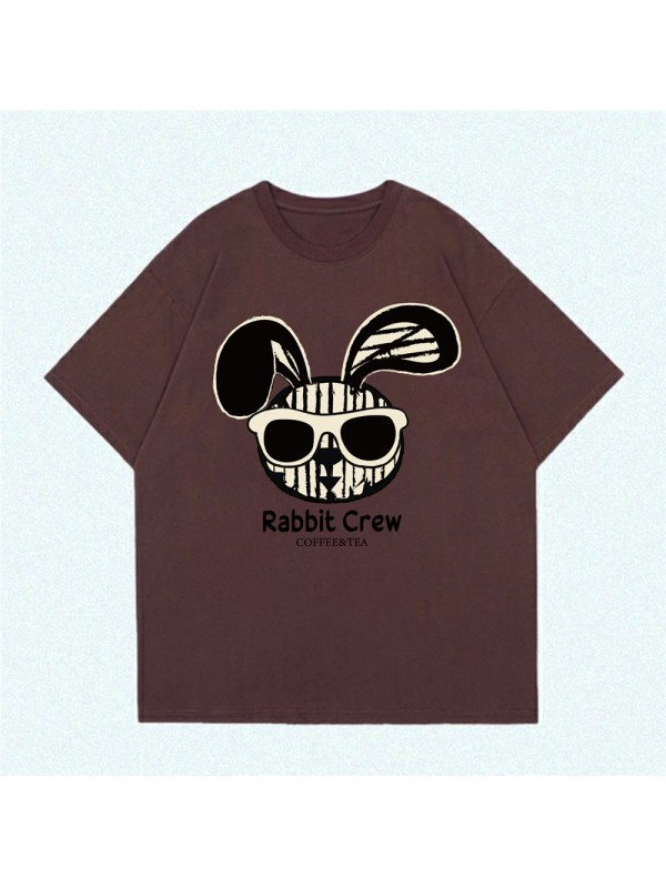 Graffiti Rabbit coffee Unisex Mens/Womens Short Sleeve T-shirts Fashion Printed Tops Cosplay Costume