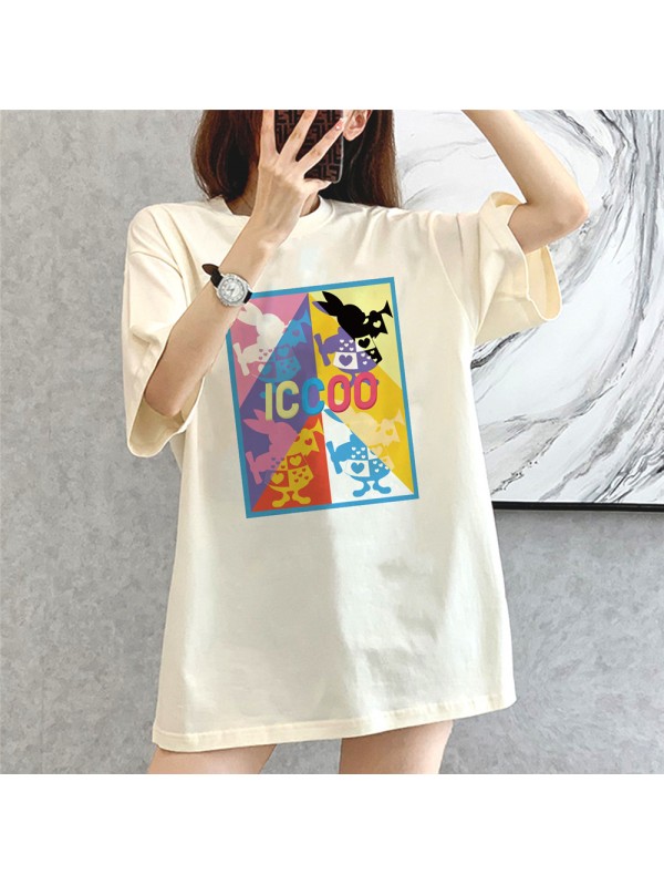 ICCOO Rabbit beige Unisex Mens/Womens Short Sleeve T-shirts Fashion Printed Tops Cosplay Costume