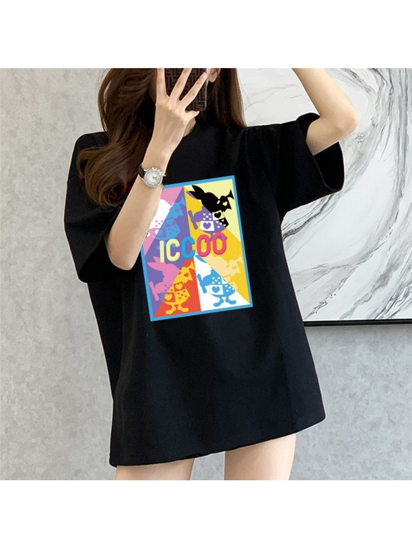 ICCOO Rabbit black Unisex Mens/Womens Short Sleeve T-shirts Fashion Printed Tops Cosplay Costume
