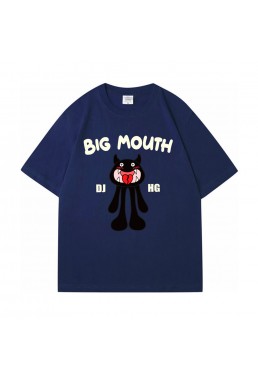 Big Mouth Monster blue Unisex Mens/Womens Short Sleeve T-shirts Fashion Printed Tops Cosplay Costume