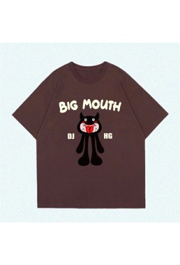 Big Mouth Monster coffee Unisex Mens/Womens Short Sleeve T-shirts Fashion Printed Tops Cosplay Costume