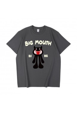 Big Mouth Monster grey Unisex Mens/Womens Short Sleeve T-shirts Fashion Printed Tops Cosplay Costume