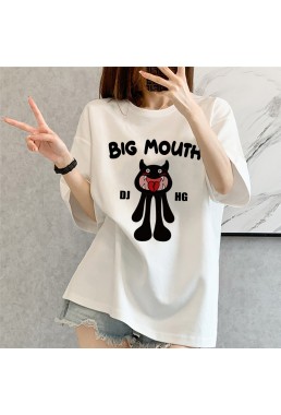 Big Mouth Monster white Unisex Mens/Womens Short Sleeve T-shirts Fashion Printed Tops Cosplay Costume