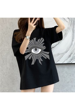 Big Eyes black Unisex Mens/Womens Short Sleeve T-shirts Fashion Printed Tops Cosplay Costume