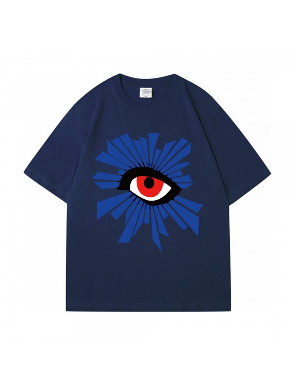 Big Eyes blue Unisex Mens/Womens Short Sleeve T-shirts Fashion Printed Tops Cosplay Costume