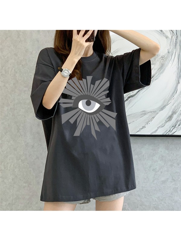 Big Eyes grey Unisex Mens/Womens Short Sleeve T-shirts Fashion Printed Tops Cosplay Costume