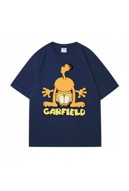 The Garfield Show blue Unisex Mens/Womens Short Sleeve T-shirts Fashion Printed Tops Cosplay Costume