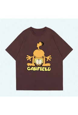 The Garfield Show coffee Unisex Mens/Womens Short Sleeve T-shirts Fashion Printed Tops Cosplay Costume