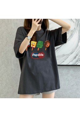 PopSicle grey Unisex Mens/Womens Short Sleeve T-shirts Fashion Printed Tops Cosplay Costume