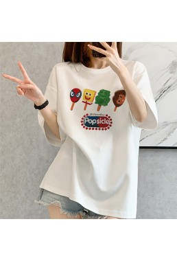 PopSicle white Unisex Mens/Womens Short Sleeve T-shirts Fashion Printed Tops Cosplay Costume