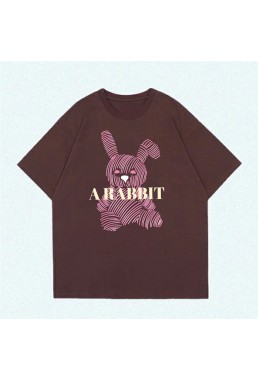 Stripe Rabbit coffee Unisex Mens/Womens Short Sleeve T-shirts Fashion Printed Tops Cosplay Costume