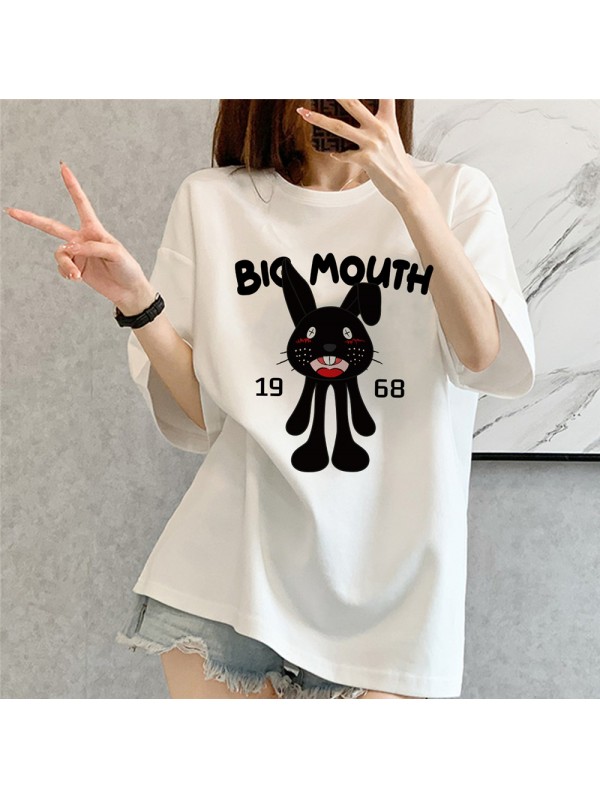 Crazy Black Rabbit 1 Unisex Mens/Womens Short Sleeve T-shirts Fashion Printed Tops Cosplay Costume