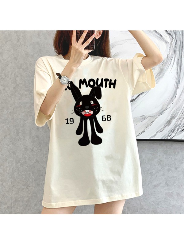 Crazy Black Rabbit 6 Unisex Mens/Womens Short Sleeve T-shirts Fashion Printed Tops Cosplay Costume