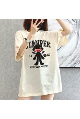 Big Mouth Monster beige Unisex Mens/Womens Short Sleeve T-shirts Fashion Printed Tops Cosplay Costume