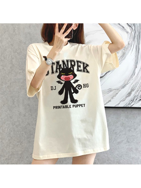 Big Mouth Monster beige Unisex Mens/Womens Short Sleeve T-shirts Fashion Printed Tops Cosplay Costume