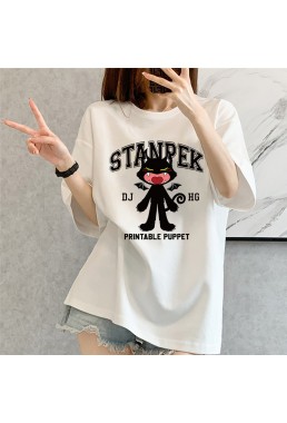 Big Mouth Monster white Unisex Mens/Womens Short Sleeve T-shirts Fashion Printed Tops Cosplay Costume