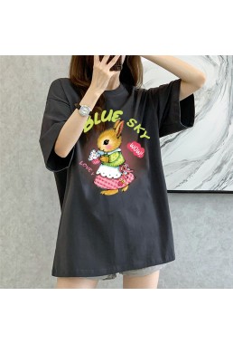 Pastoral Bunny grey Unisex Mens/Womens Short Sleeve T-shirts Fashion Printed Tops Cosplay Costume