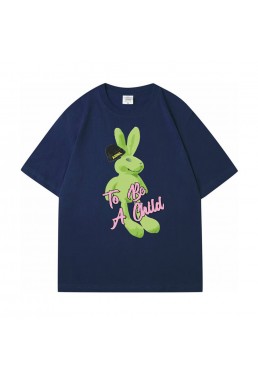 Fluorescent Rabbit blue Unisex Mens/Womens Short Sleeve T-shirts Fashion Printed Tops Cosplay Costume