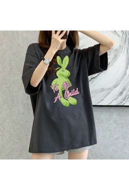 Fluorescent Rabbit grey Unisex Mens/Womens Short Sleeve T-shirts Fashion Printed Tops Cosplay Costume