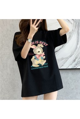 Cute Rabbit Black Unisex Mens/Womens Short Sleeve T-shirts Fashion Printed Tops Cosplay Costume