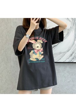 Cute Rabbit grey Unisex Mens/Womens Short Sleeve T-shirts Fashion Printed Tops Cosplay Costume
