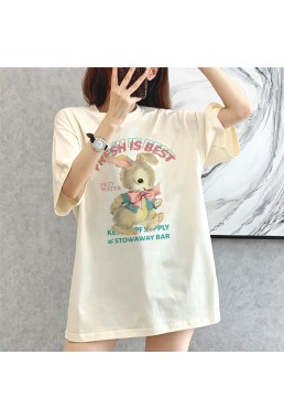 Cute Rabbit white Unisex Mens/Womens Short Sleeve T-shirts Fashion Printed Tops Cosplay Costume