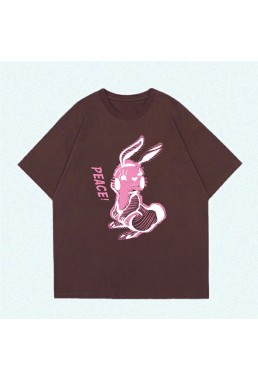 Stripe Rabbit Coffee Unisex Mens/Womens Short Sleeve T-shirts Fashion Printed Tops Cosplay Costume