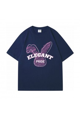 Elegant Pride Rabbit Blue Unisex Mens/Womens Short Sleeve T-shirts Fashion Printed Tops Cosplay Costume