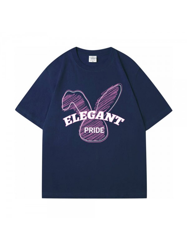 Elegant Pride Rabbit Blue Unisex Mens/Womens Short Sleeve T-shirts Fashion Printed Tops Cosplay Costume
