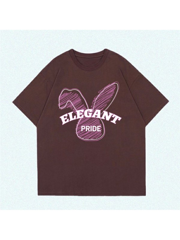 Elegant Pride Rabbit Coffee Unisex Mens/Womens Short Sleeve T-shirts Fashion Printed Tops Cosplay Costume