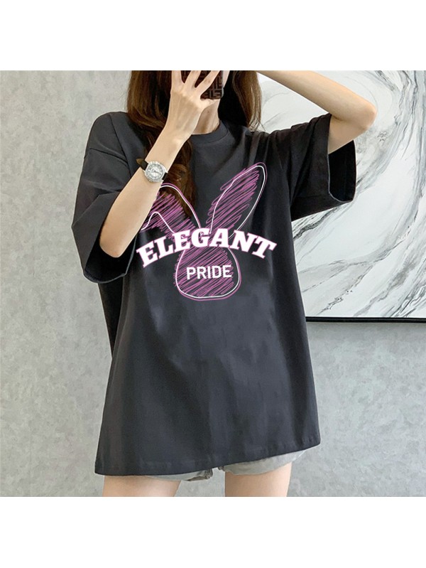 Elegant Pride Rabbit Grey Unisex Mens/Womens Short Sleeve T-shirts Fashion Printed Tops Cosplay Costume