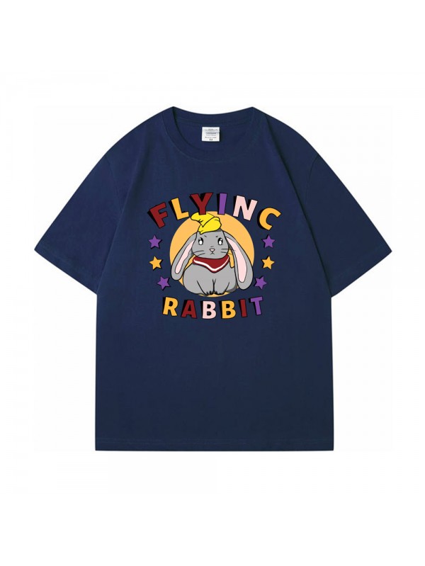 Flying Rabbit Blue Unisex Mens/Womens Short Sleeve T-shirts Fashion Printed Tops Cosplay Costume