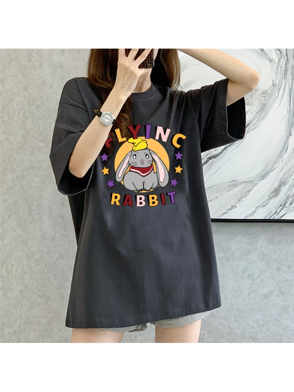 Flying Rabbit Grey Unisex Mens/Womens Short Sleeve T-shirts Fashion Printed Tops Cosplay Costume