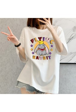 Flying Rabbit White Unisex Mens/Womens Short Sleeve T-shirts Fashion Printed Tops Cosplay Costume