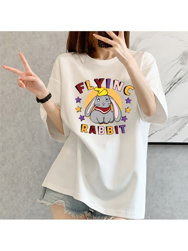 Flying Rabbit White Unisex Mens/Womens Short Sleeve T-shirts Fashion Printed Tops Cosplay Costume