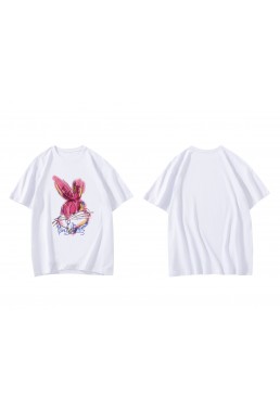Watercolor Graffiti Rabbit 1 Unisex Mens/Womens Short Sleeve T-shirts Fashion Printed Tops Cosplay Costume